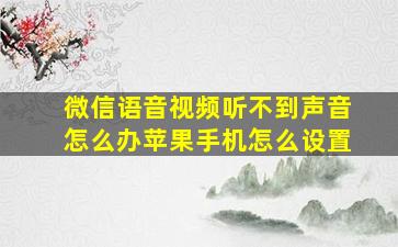 微信语音视频听不到声音怎么办苹果手机怎么设置