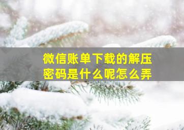 微信账单下载的解压密码是什么呢怎么弄