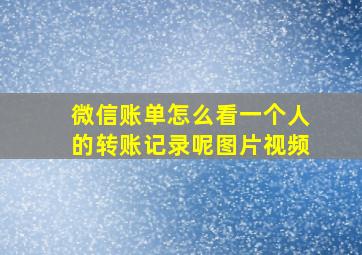 微信账单怎么看一个人的转账记录呢图片视频