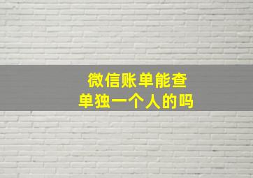 微信账单能查单独一个人的吗