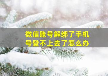 微信账号解绑了手机号登不上去了怎么办