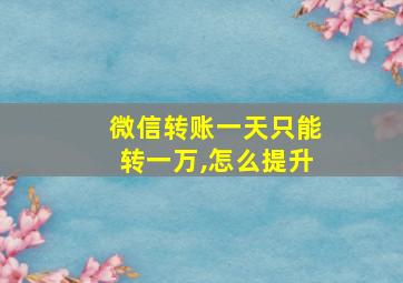 微信转账一天只能转一万,怎么提升