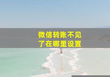 微信转账不见了在哪里设置