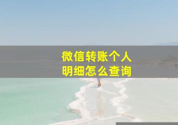 微信转账个人明细怎么查询