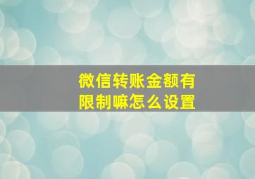 微信转账金额有限制嘛怎么设置