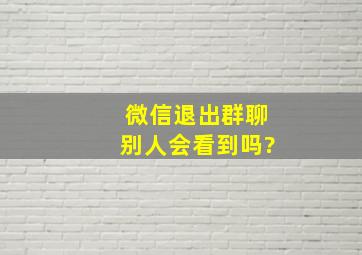 微信退出群聊别人会看到吗?