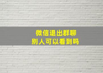 微信退出群聊别人可以看到吗