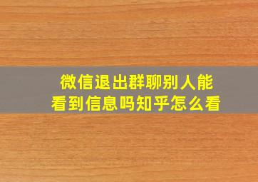 微信退出群聊别人能看到信息吗知乎怎么看