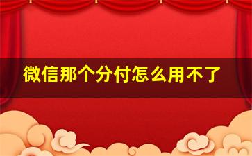 微信那个分付怎么用不了