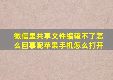 微信里共享文件编辑不了怎么回事呢苹果手机怎么打开