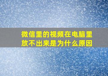 微信里的视频在电脑里放不出来是为什么原因