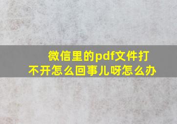 微信里的pdf文件打不开怎么回事儿呀怎么办