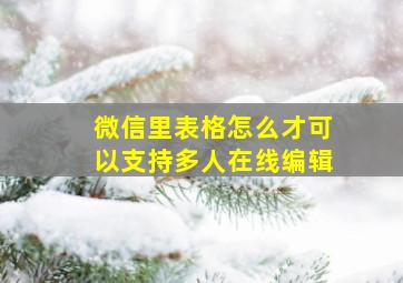 微信里表格怎么才可以支持多人在线编辑