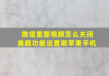 微信里面视频怎么关闭美颜功能设置呢苹果手机