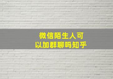 微信陌生人可以加群聊吗知乎