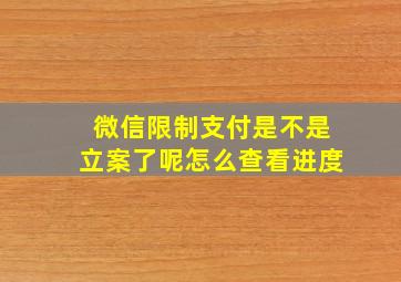 微信限制支付是不是立案了呢怎么查看进度