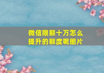 微信限额十万怎么提升的额度呢图片