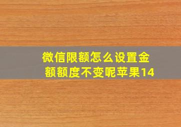 微信限额怎么设置金额额度不变呢苹果14