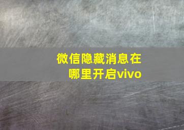 微信隐藏消息在哪里开启vivo