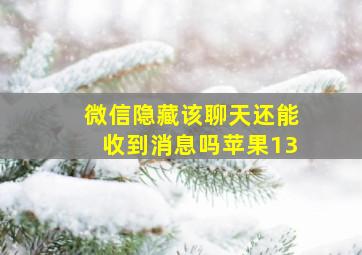 微信隐藏该聊天还能收到消息吗苹果13