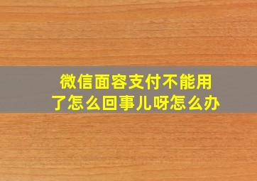 微信面容支付不能用了怎么回事儿呀怎么办