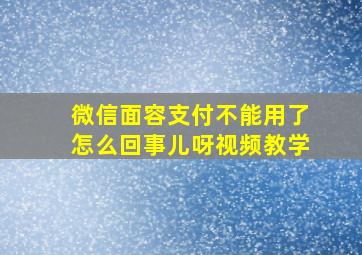 微信面容支付不能用了怎么回事儿呀视频教学