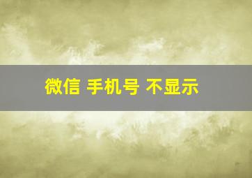 微信 手机号 不显示