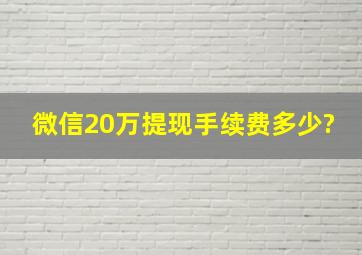 微信20万提现手续费多少?