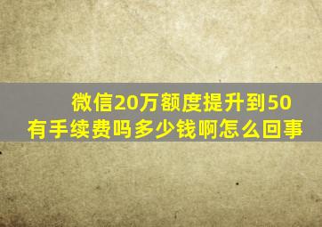 微信20万额度提升到50有手续费吗多少钱啊怎么回事