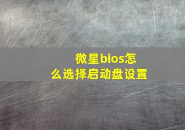 微星bios怎么选择启动盘设置