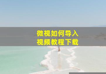 微视如何导入视频教程下载