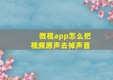 微视app怎么把视频原声去掉声音