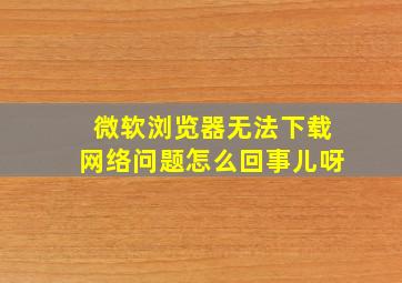 微软浏览器无法下载网络问题怎么回事儿呀