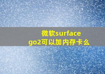 微软surface go2可以加内存卡么