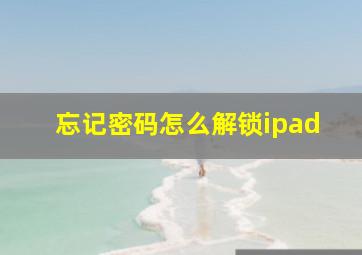 忘记密码怎么解锁ipad