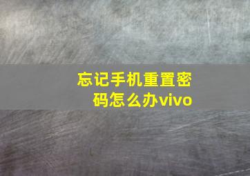 忘记手机重置密码怎么办vivo