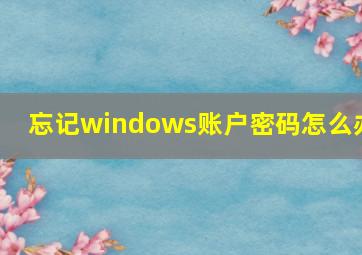 忘记windows账户密码怎么办