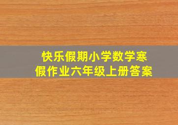 快乐假期小学数学寒假作业六年级上册答案