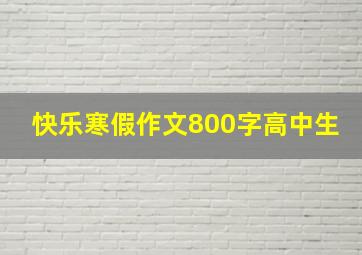 快乐寒假作文800字高中生