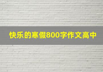 快乐的寒假800字作文高中