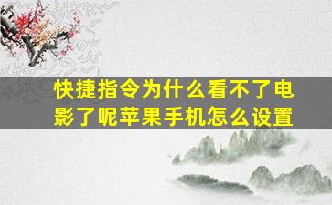 快捷指令为什么看不了电影了呢苹果手机怎么设置