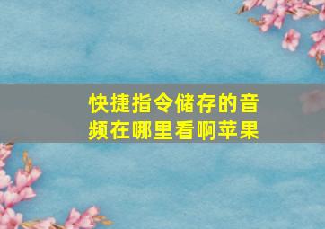 快捷指令储存的音频在哪里看啊苹果