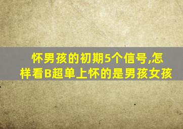 怀男孩的初期5个信号,怎样看B超单上怀的是男孩女孩