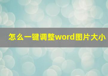 怎么一键调整word图片大小