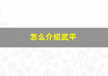 怎么介绍武平