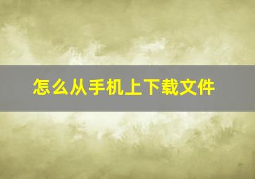 怎么从手机上下载文件