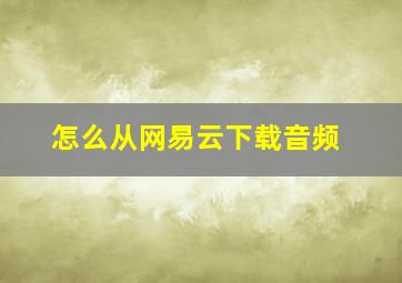 怎么从网易云下载音频