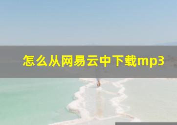 怎么从网易云中下载mp3