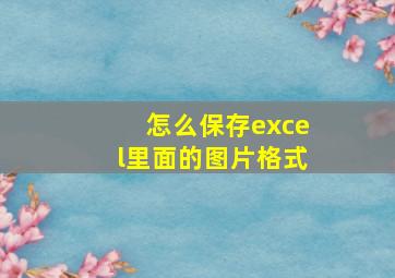 怎么保存excel里面的图片格式