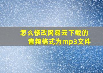 怎么修改网易云下载的音频格式为mp3文件